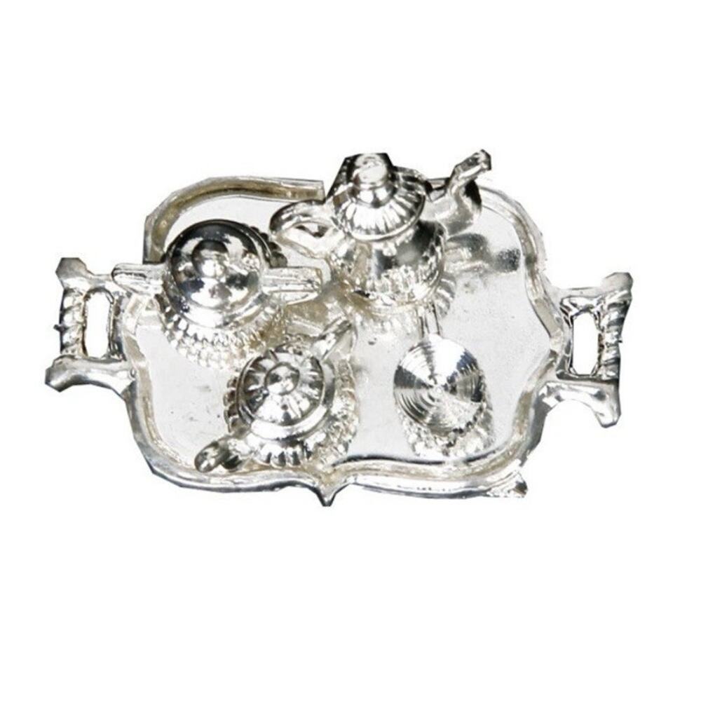 1:12 Dollhouse Miniature Traditional Silver Tea Coffee Set Dining 5 Pieces EUC - Picture 4 of 7